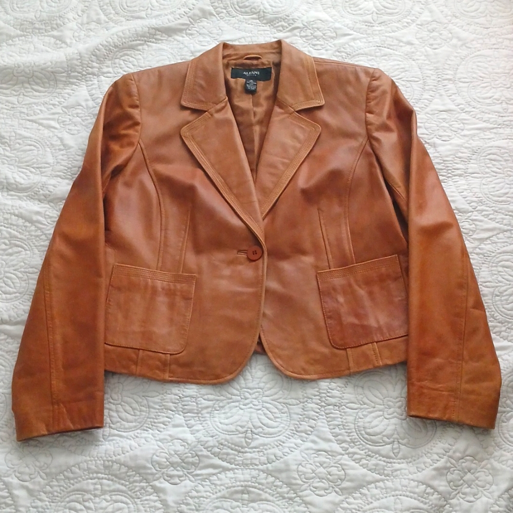 Alfani genuine leather petite jacket